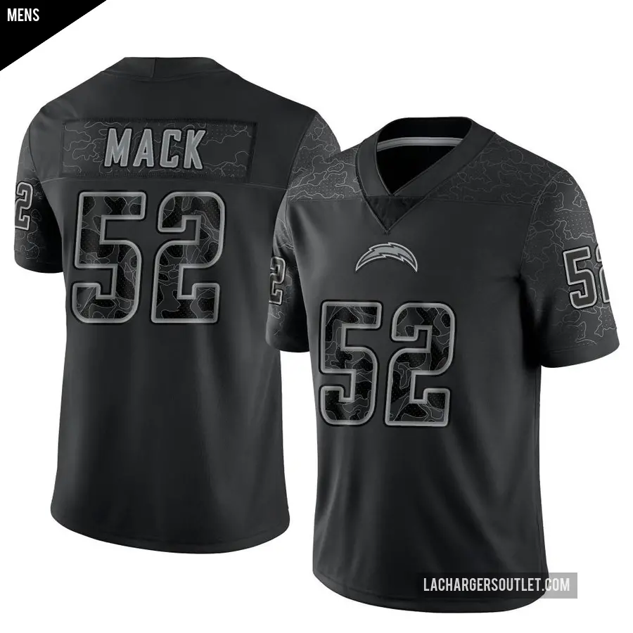 Men's Los Angeles Chargers ＃52 Khalil Mack Black Limited Reflective Jersey