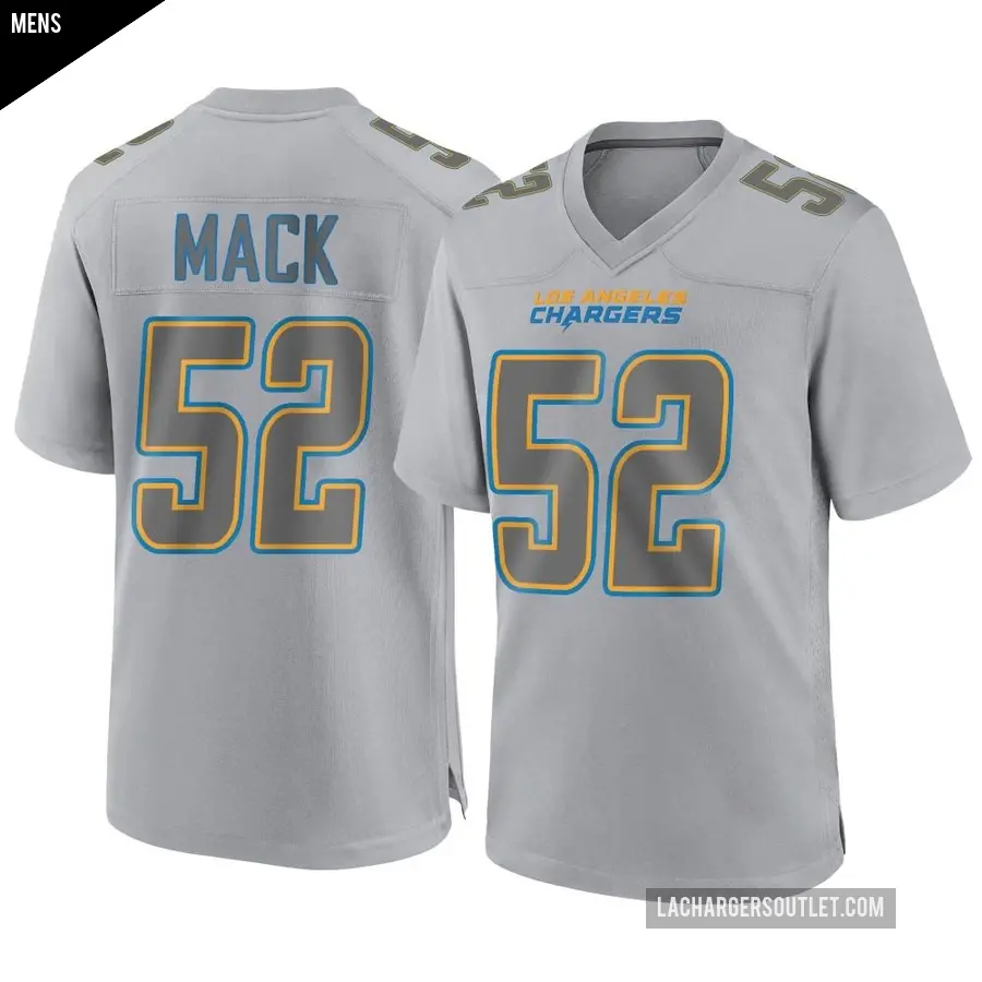 Men's Los Angeles Chargers ＃52 Khalil Mack Gray Game Atmosphere Fashion Jersey