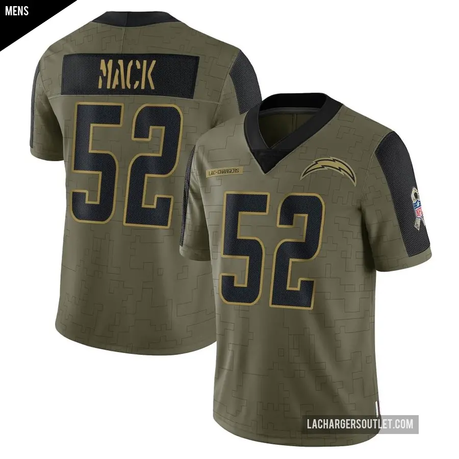 Men's Los Angeles Chargers ＃52 Khalil Mack Olive Limited 2021 Salute To Service Jersey