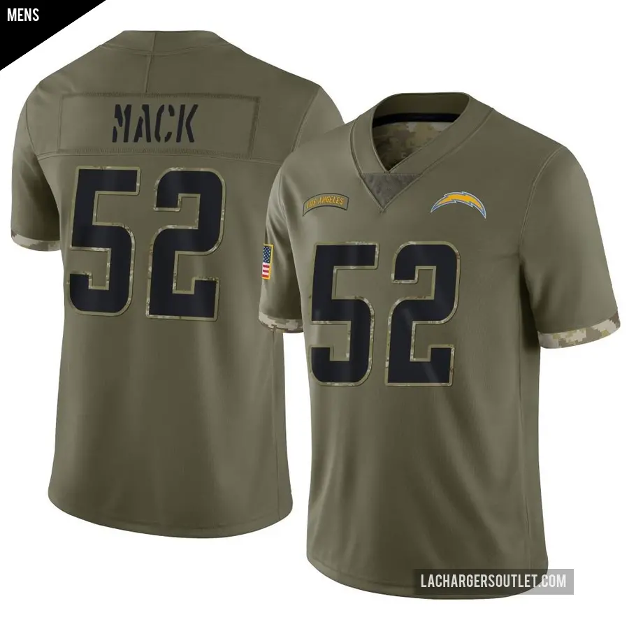 Men's Los Angeles Chargers ＃52 Khalil Mack Olive Limited 2022 Salute To Service Jersey