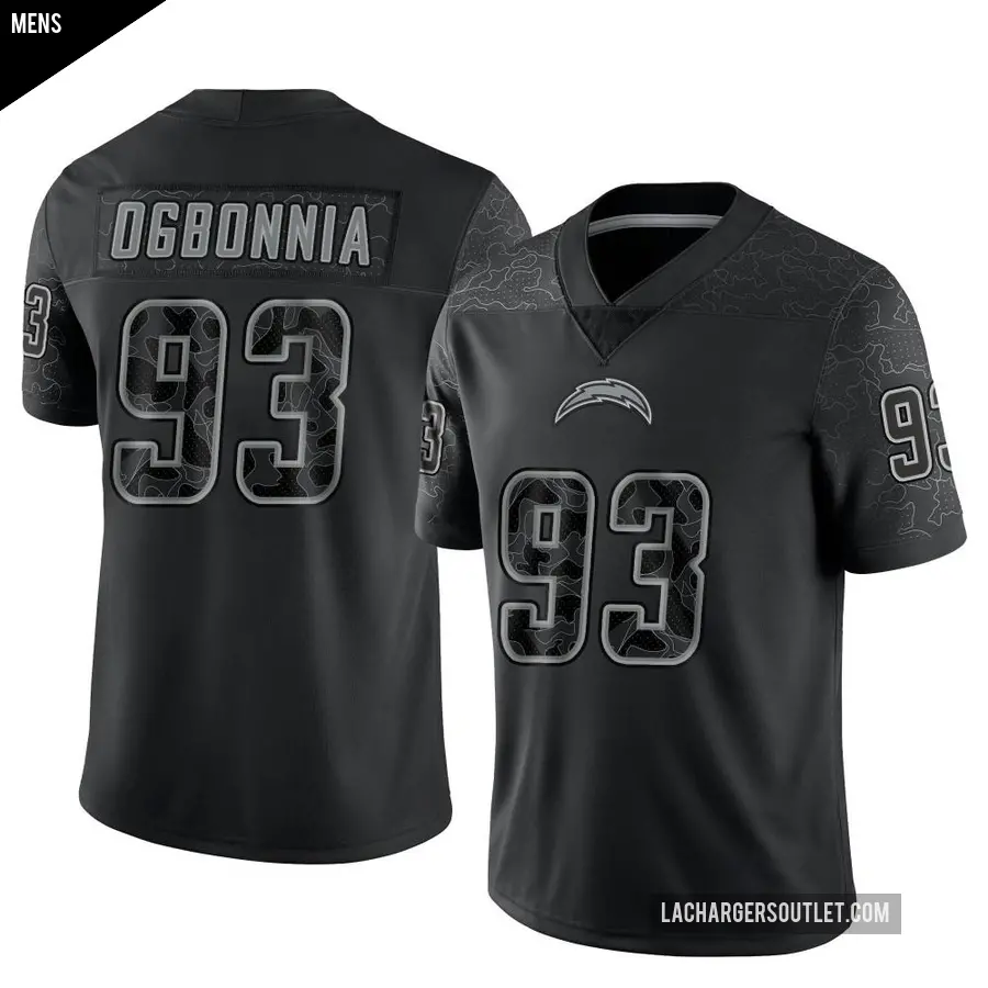 Men's Los Angeles Chargers ＃93 Otito Ogbonnia Black Limited Reflective Jersey