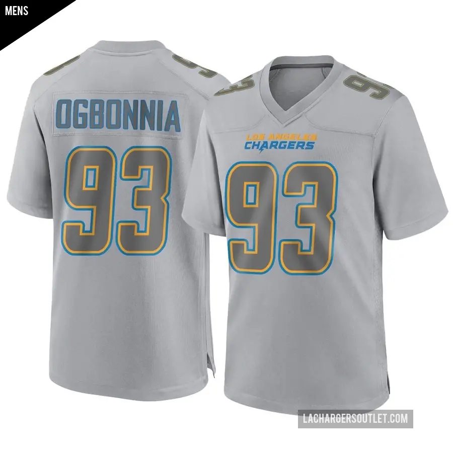 Men's Los Angeles Chargers ＃93 Otito Ogbonnia Gray Game Atmosphere Fashion Jersey