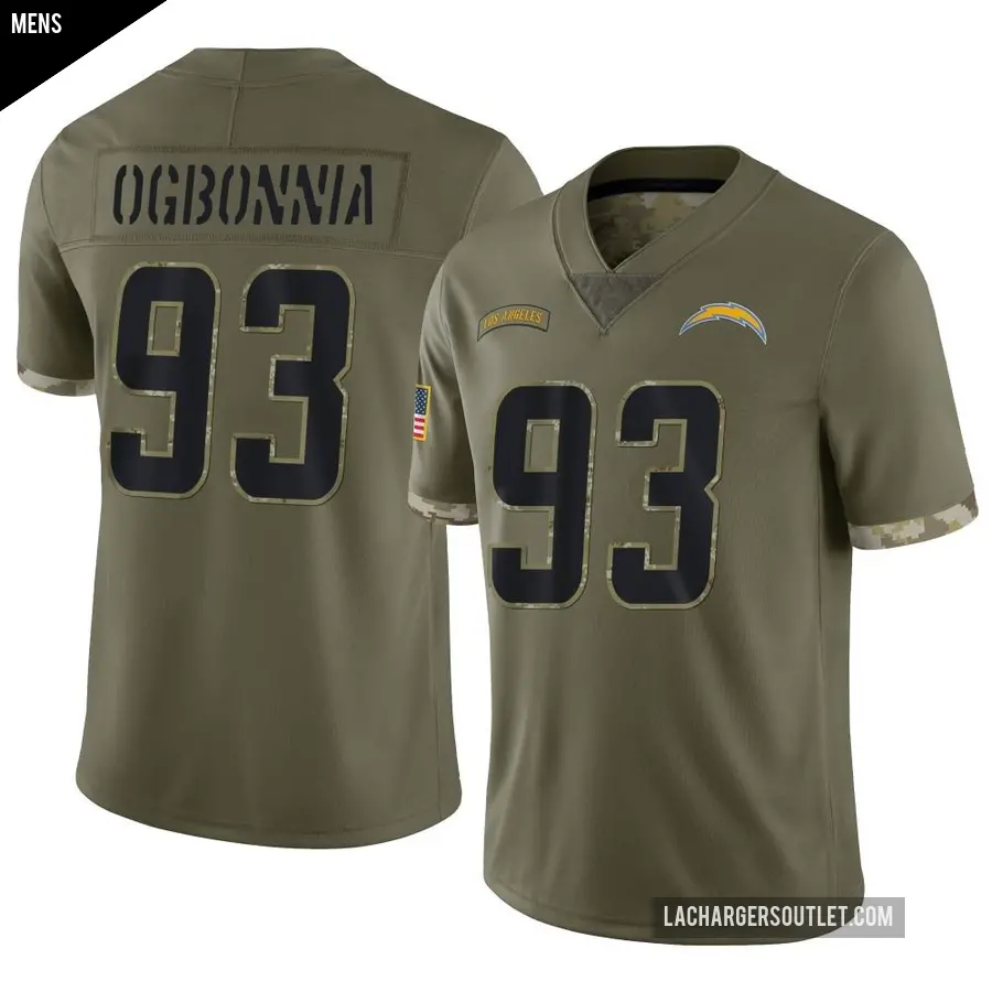 Men's Los Angeles Chargers ＃93 Otito Ogbonnia Olive Limited 2022 Salute To Service Jersey