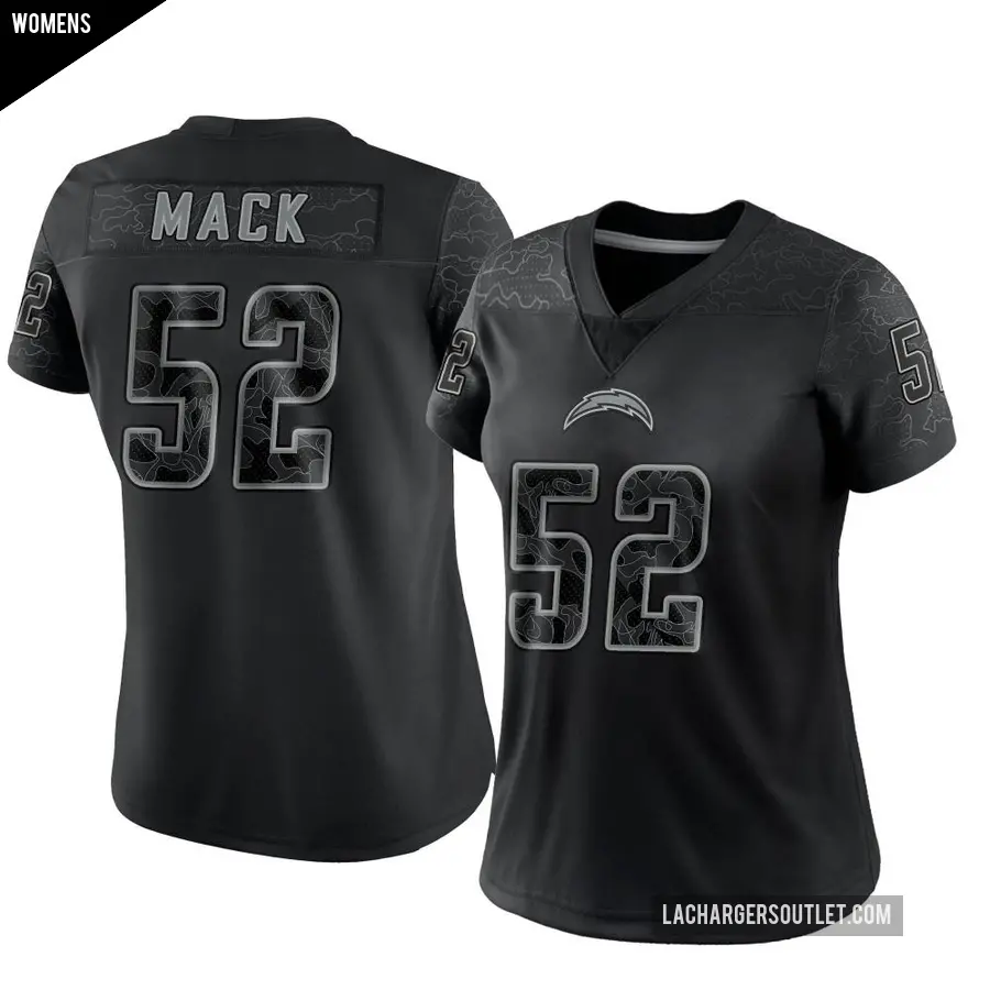 Women's Los Angeles Chargers ＃52 Khalil Mack Black Limited Reflective Jersey