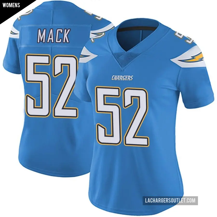 Women's Los Angeles Chargers ＃52 Khalil Mack Blue Limited Powder Vapor Untouchable Alternate Jersey