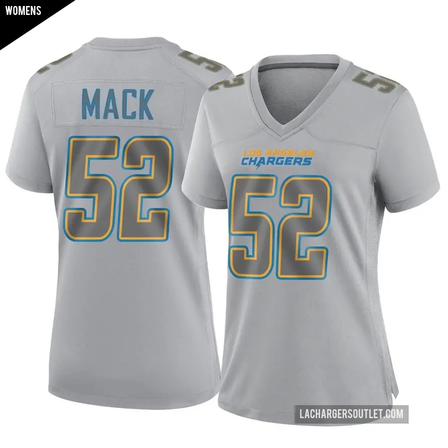 Women's Los Angeles Chargers ＃52 Khalil Mack Gray Game Atmosphere Fashion Jersey