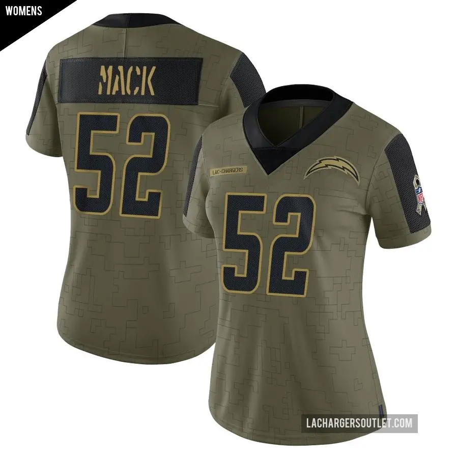 Women's Los Angeles Chargers ＃52 Khalil Mack Olive Limited 2021 Salute To Service Jersey