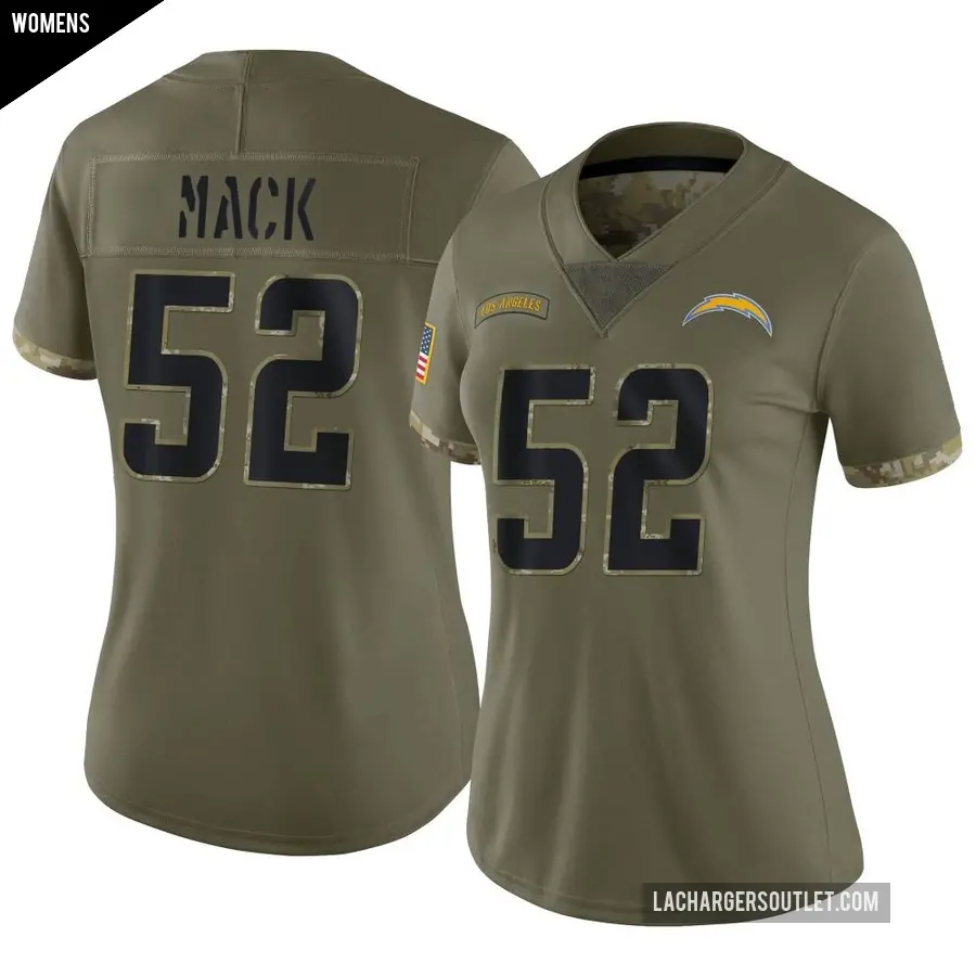 Women's Los Angeles Chargers ＃52 Khalil Mack Olive Limited 2022 Salute To Service Jersey