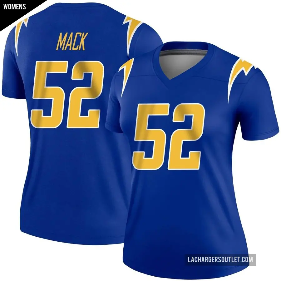 Women's Los Angeles Chargers ＃52 Khalil Mack Royal Legend 2nd Alternate Jersey