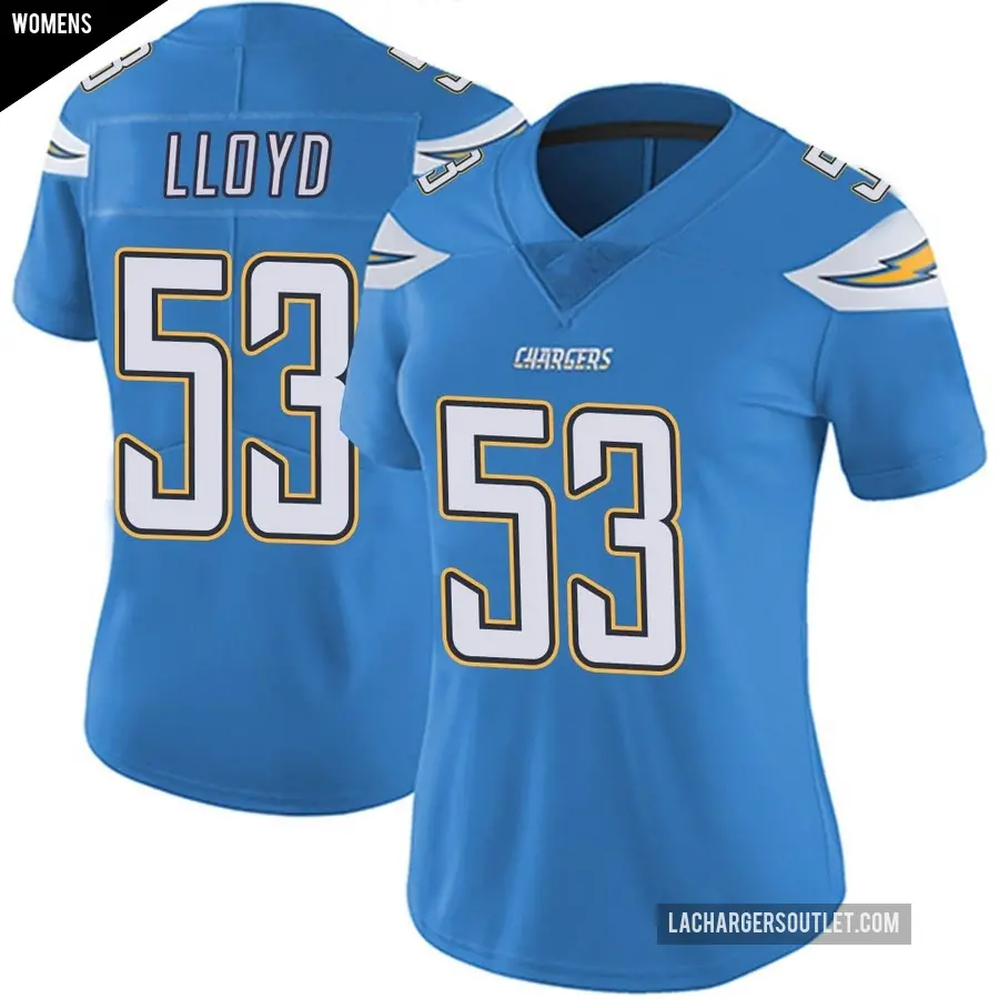 Women's Los Angeles Chargers ＃53 Damon Lloyd Blue Limited Powder Vapor Untouchable Alternate Jersey