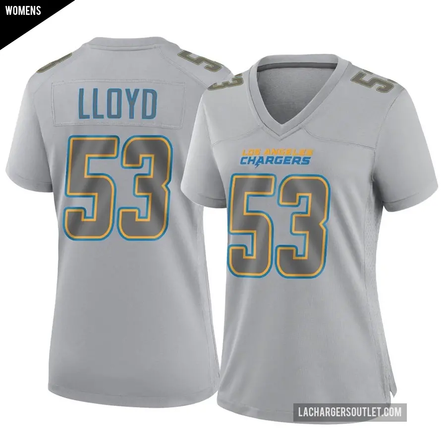 Women's Los Angeles Chargers ＃53 Damon Lloyd Gray Game Atmosphere Fashion Jersey