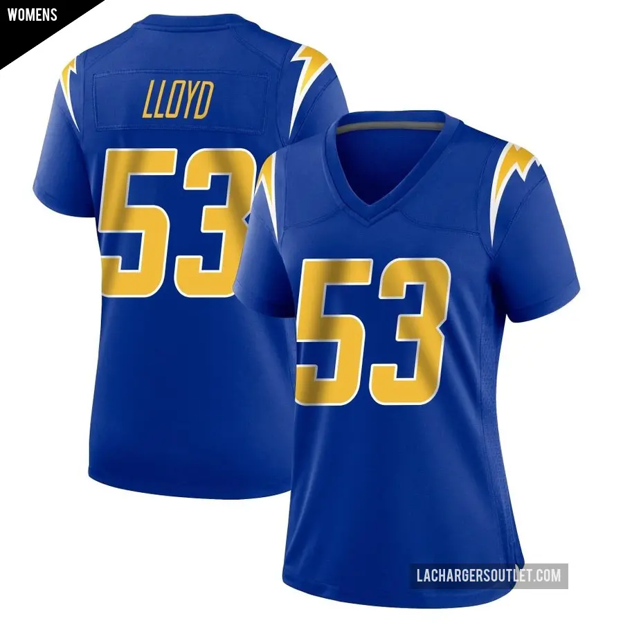 Women's Los Angeles Chargers ＃53 Damon Lloyd Royal Game 2nd Alternate Jersey