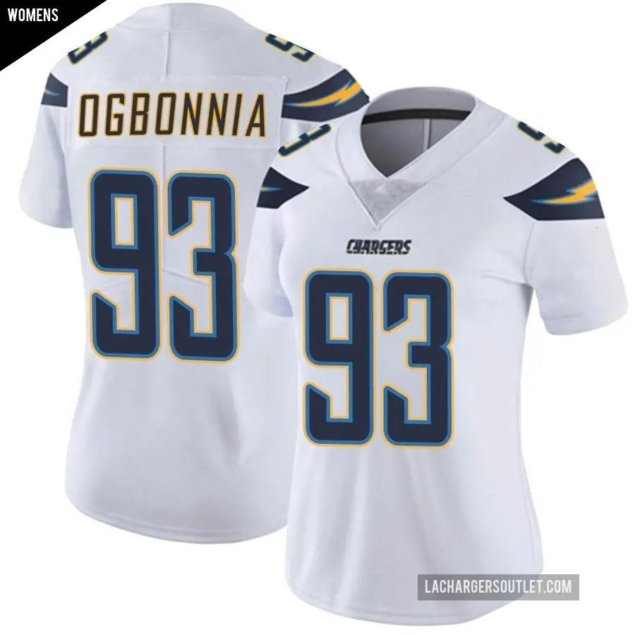 Women's Los Angeles Chargers ＃93 Otito Ogbonnia White Limited Vapor Untouchable Jersey