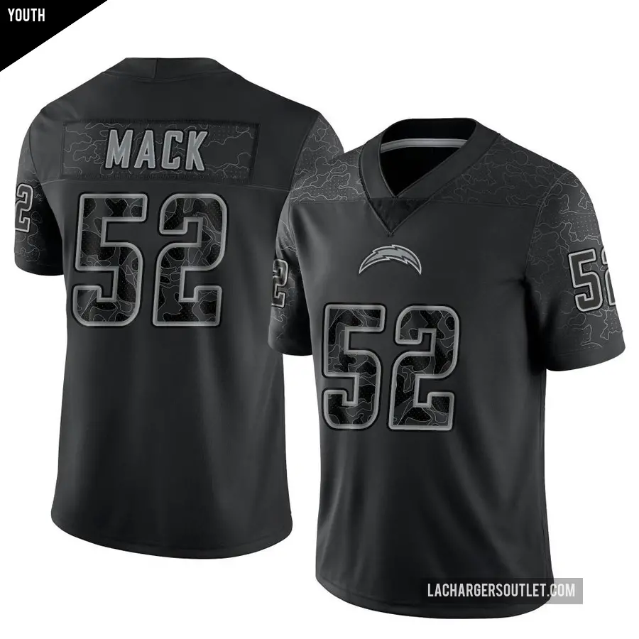 Youth Los Angeles Chargers ＃52 Khalil Mack Black Limited Reflective Jersey