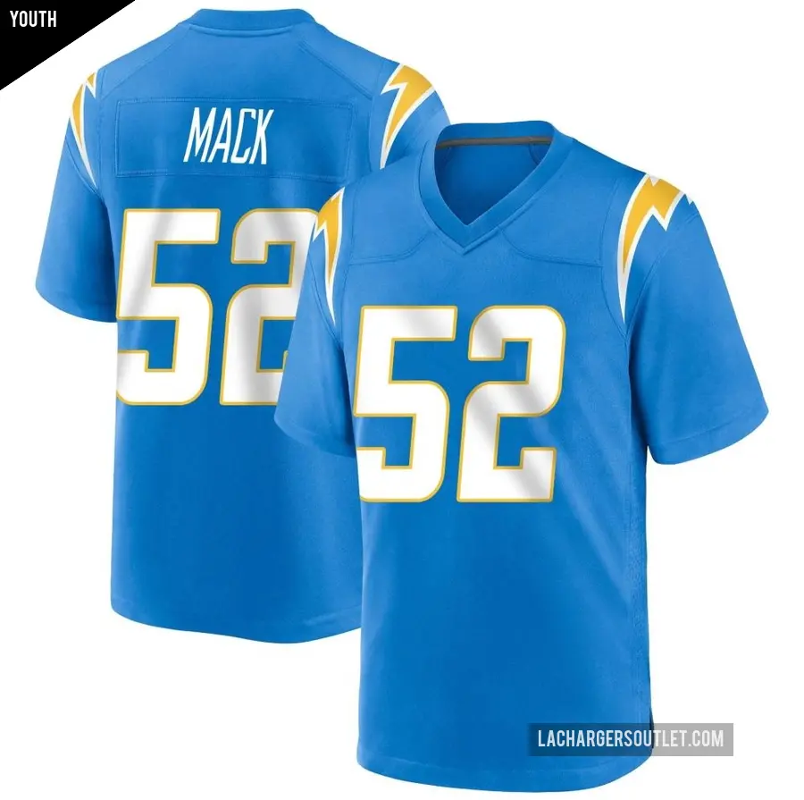 Youth Los Angeles Chargers ＃52 Khalil Mack Blue Game Powder Alternate Jersey