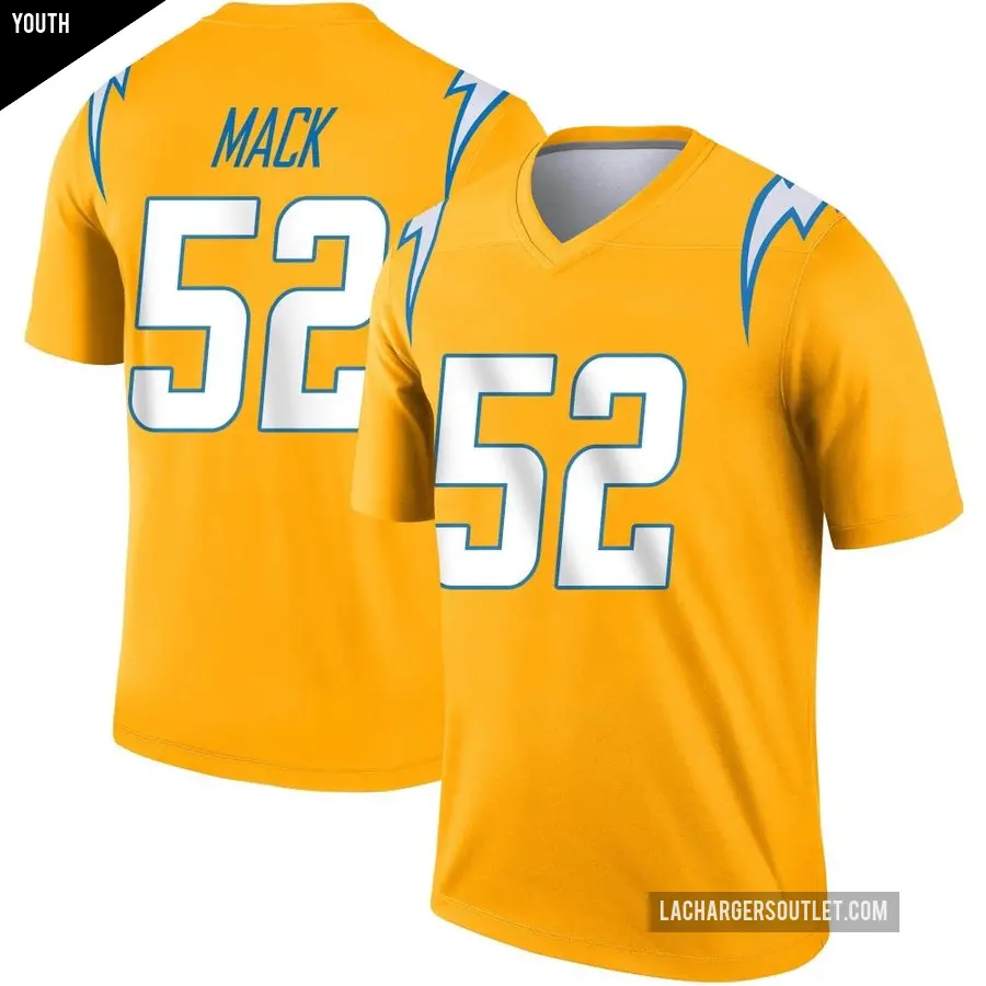 Youth Los Angeles Chargers ＃52 Khalil Mack Gold Legend Inverted Jersey