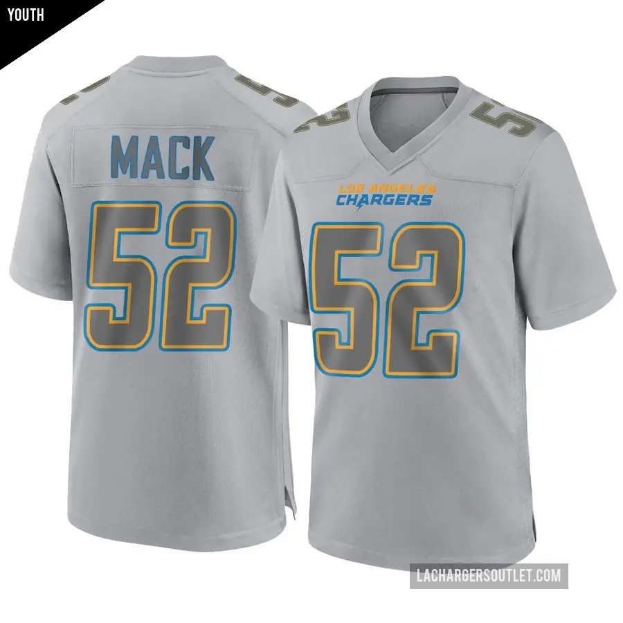 Youth Los Angeles Chargers ＃52 Khalil Mack Gray Game Atmosphere Fashion Jersey