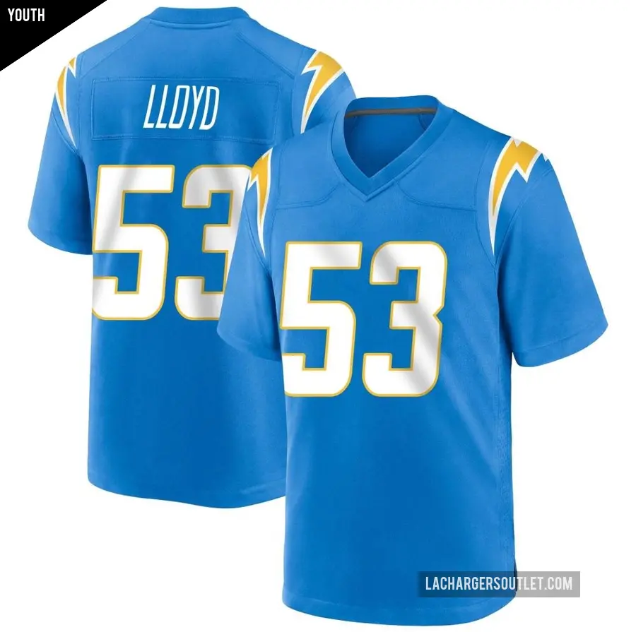 Youth Los Angeles Chargers ＃53 Damon Lloyd Blue Game Powder Alternate Jersey